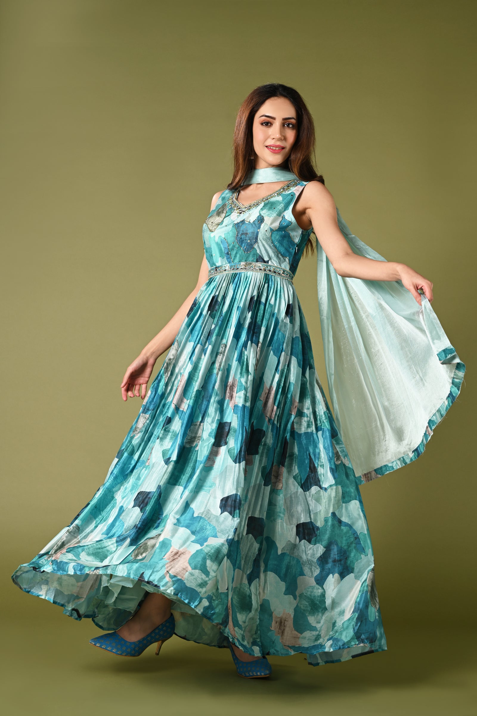 anarkali dress with belt