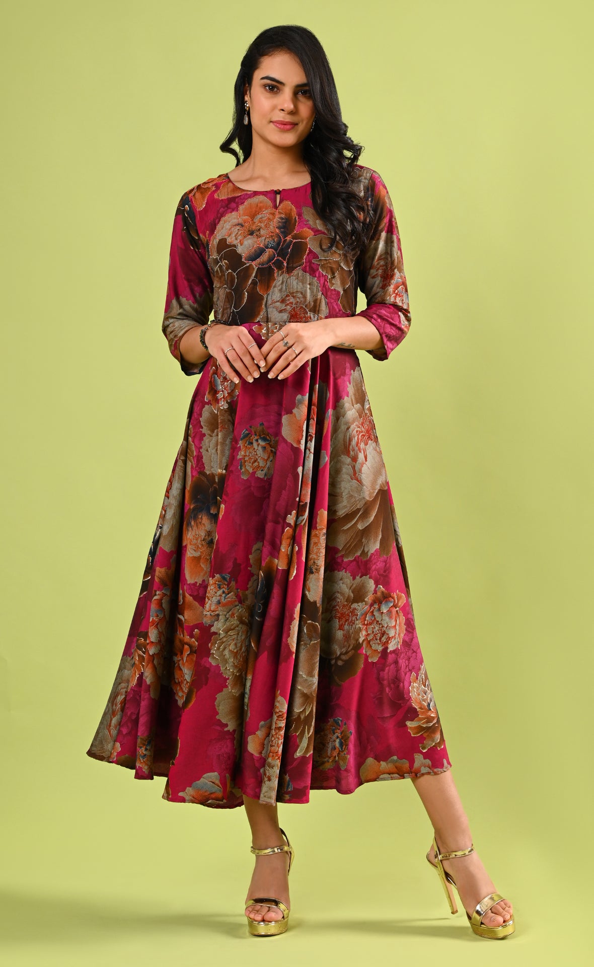 Elegant Pink Floral Kurti