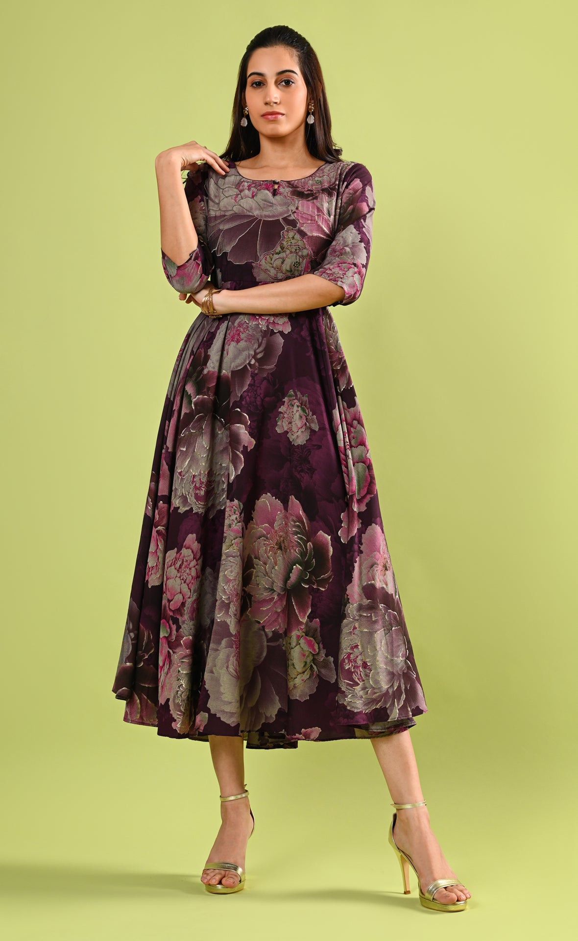 Elegant Purple Floral Kurti